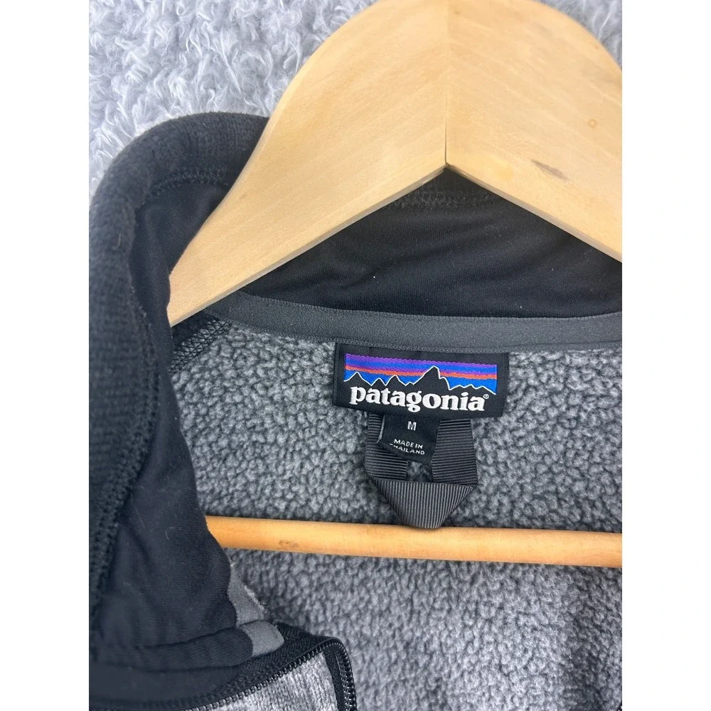 Patagonia Better Sweater Mens Medium Gray Black 1/4 Zip Fleece‎ Pullover Jacket